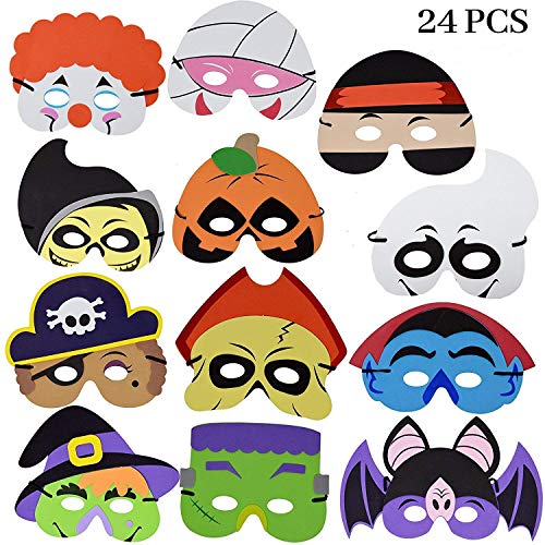 JOYIN 24 Pieces Halloween Foam Mask for Kids Halloween Party Favors ...